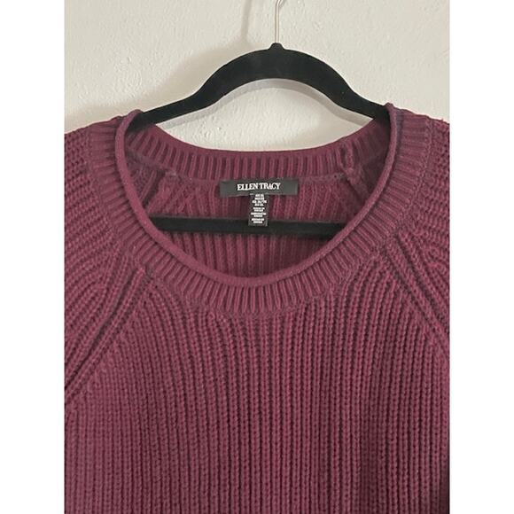Ellen Tracy Burgundy Wine Bulky Rib-Knit Sweater Plus Size XL Oversized Winter - Picture 5 of 9